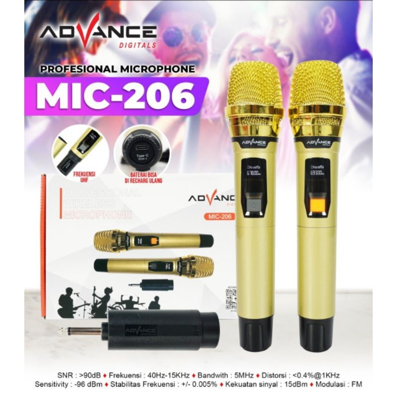 Mic wireless advance 206 tanpa kabel / Mic doble advance 206 tanpa kabelCO