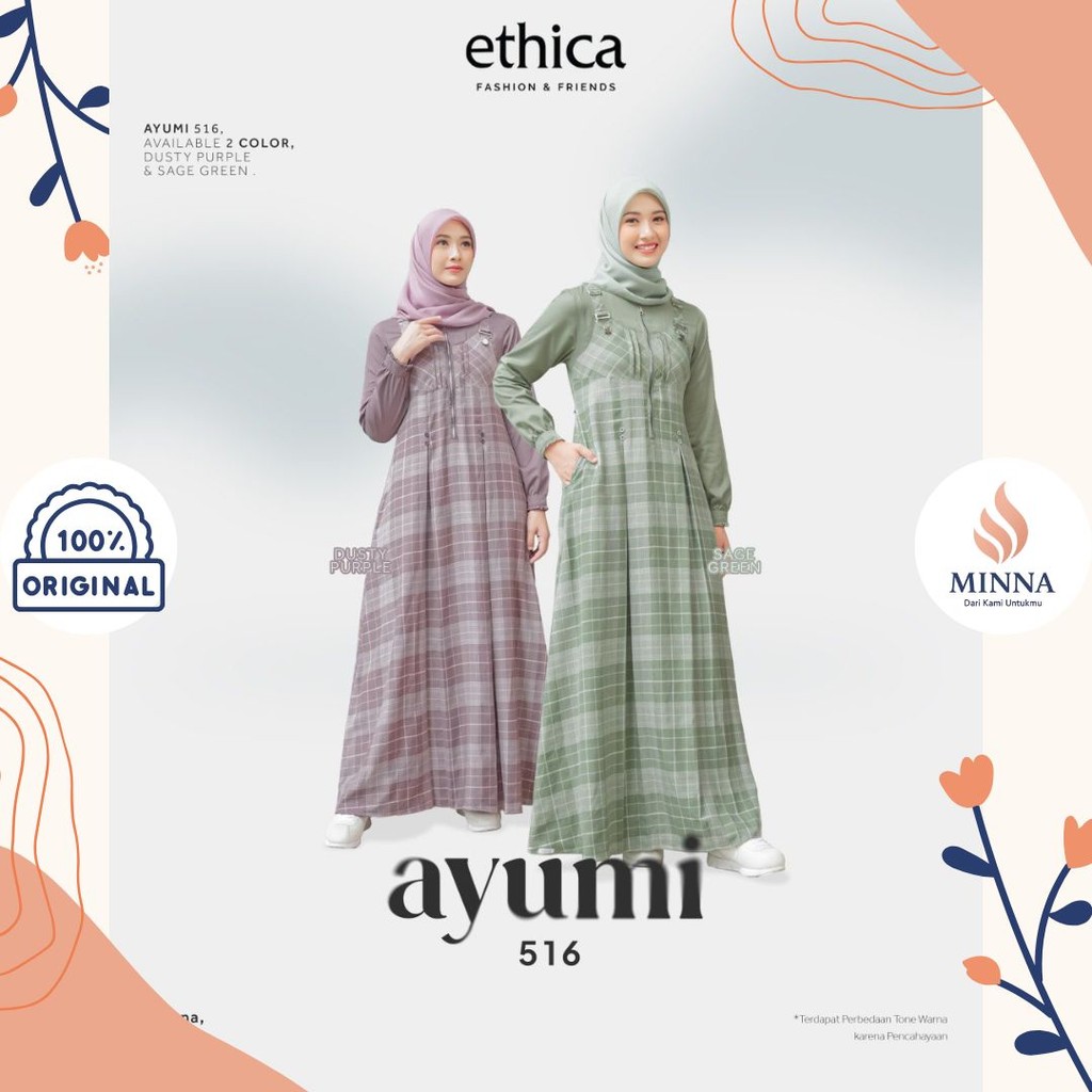 ETHICA Gamis Wanita Kombinasi Tartan Ayumi 516