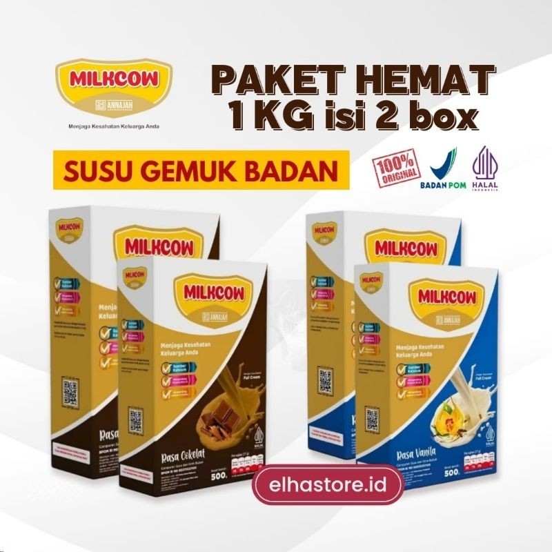 

Paket Hemat 2 Box MILKCOW Susu Gemuk Penambah Berat Badan Nafsu Makan Anak dan Dewasa 1 Kg
