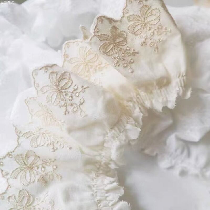 

5CM Wide Luxury Embroidery Yellow Flower Lace Fabric Trim Ribbon Applique DIY Sewing Collar Ruffle Guipure Wedding Cloth Decor