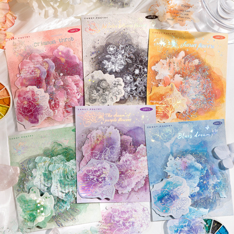 

Mr Paper 30pcs/bag PET waterproof three-dimensional hot silver stickers pack DIY handbook scrapbook card decoration