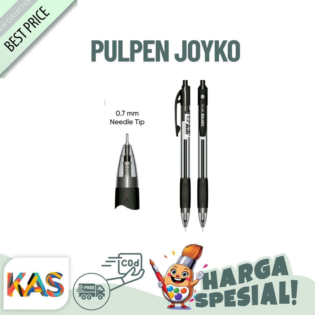 

Pulpen Joyko Ball Pen Ballpoint Tinta Hitam BP-56 Retrak Cetek Tip 0.7 mm - Satuan