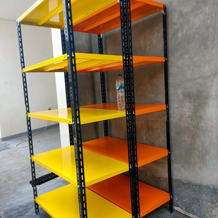 rak besi siku lubang 5 susun 50x100x200