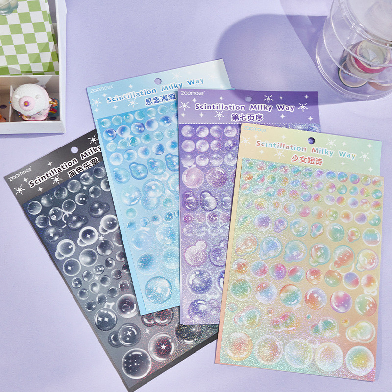 

1 pcs GOKA Stickers Milky Way Series Ins Bubble Dot Flash Film Journal Decoration Stickers