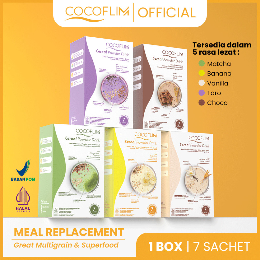 

NEW Cocoflim Meal Replacement 1 Box Multigrain Sarapan Kenyang Menyenangkan PREMIUM