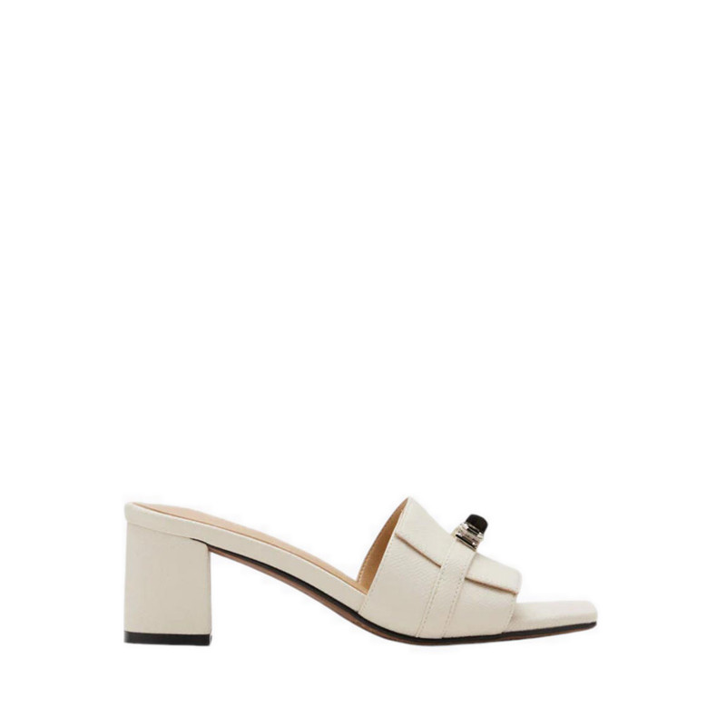 Pazzion Lexley Twist Lock Accent Sandal Heels - Beige