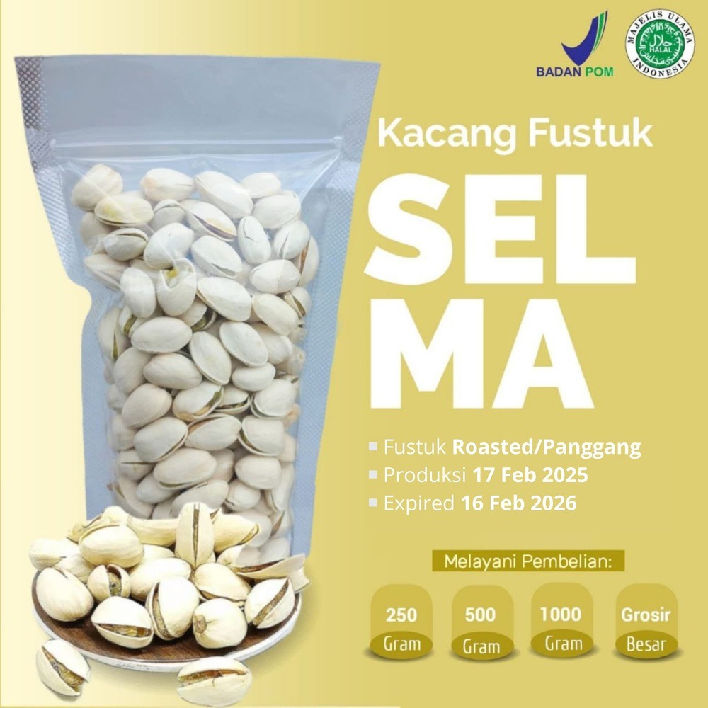 

Kacang Pistachio Fustuk Arab Oleh Oleh Haji Dan Umroh Kemasan 500gr, 1kg