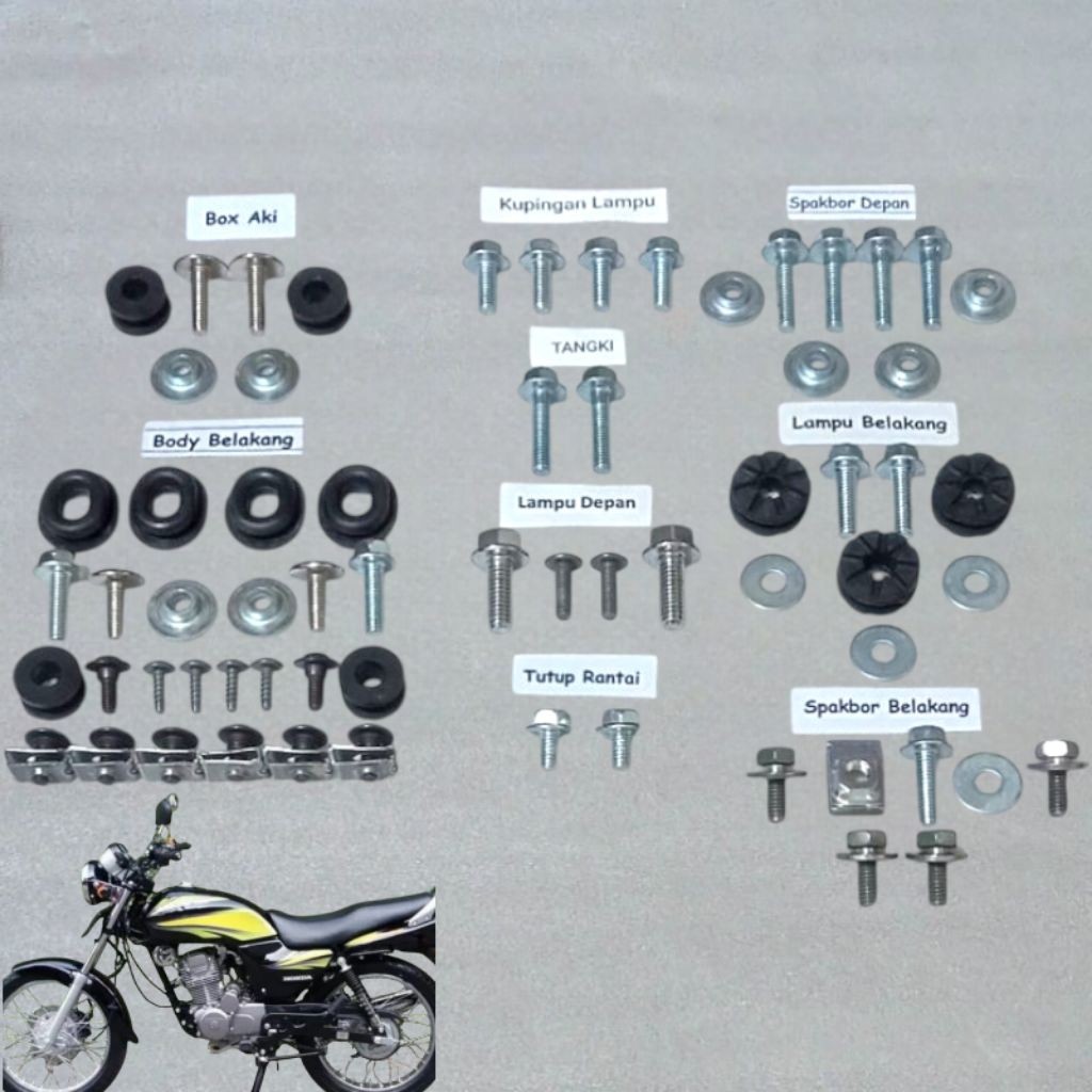 COD Baut Full Set Cover Bodi Body Honda MegaPro Hiu 160 Lama / Old Baut Lengkap Cover Body Bodi Mega