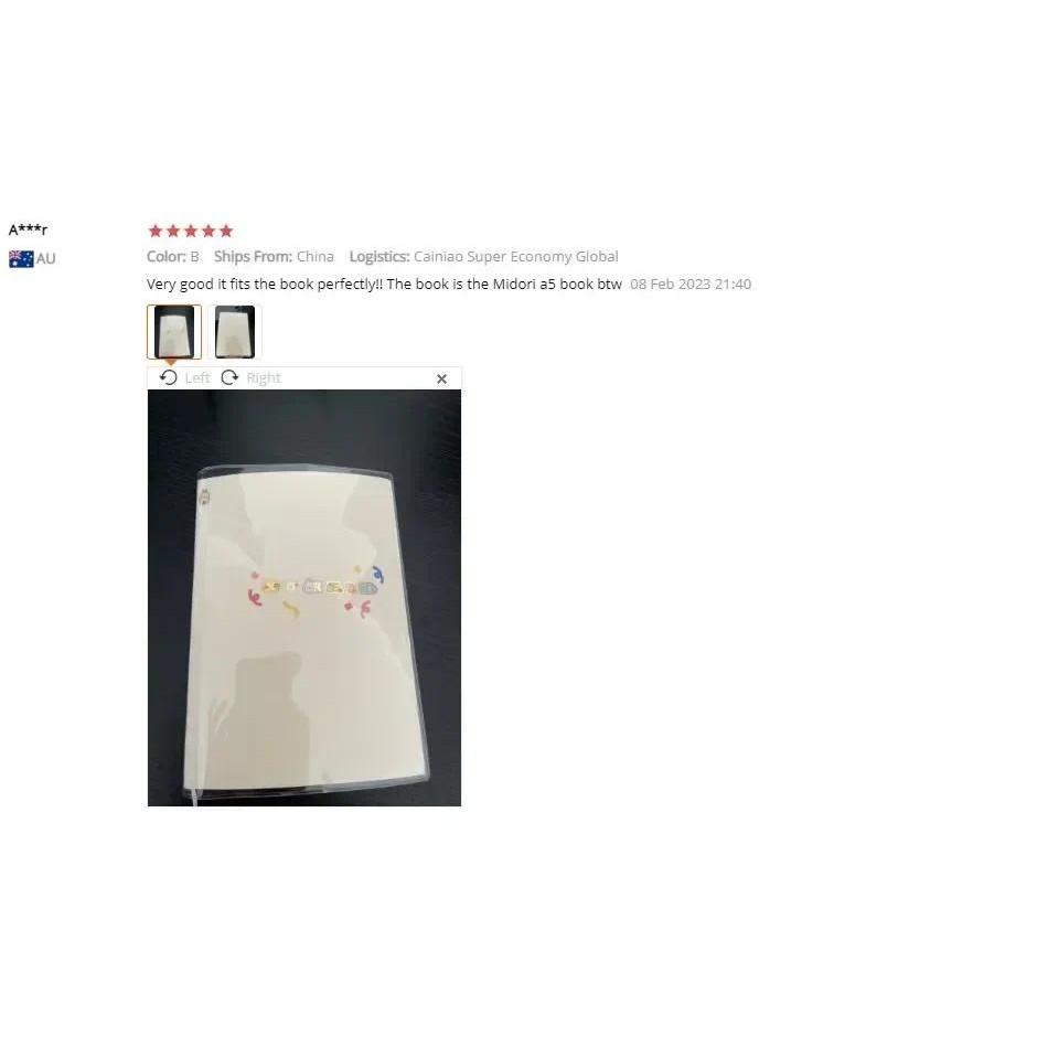 

Waterproof PVC Transparent Protective Sleeve for A6 A5 Notebook Journal Planner Book Diary Protect Cover Office Supplies