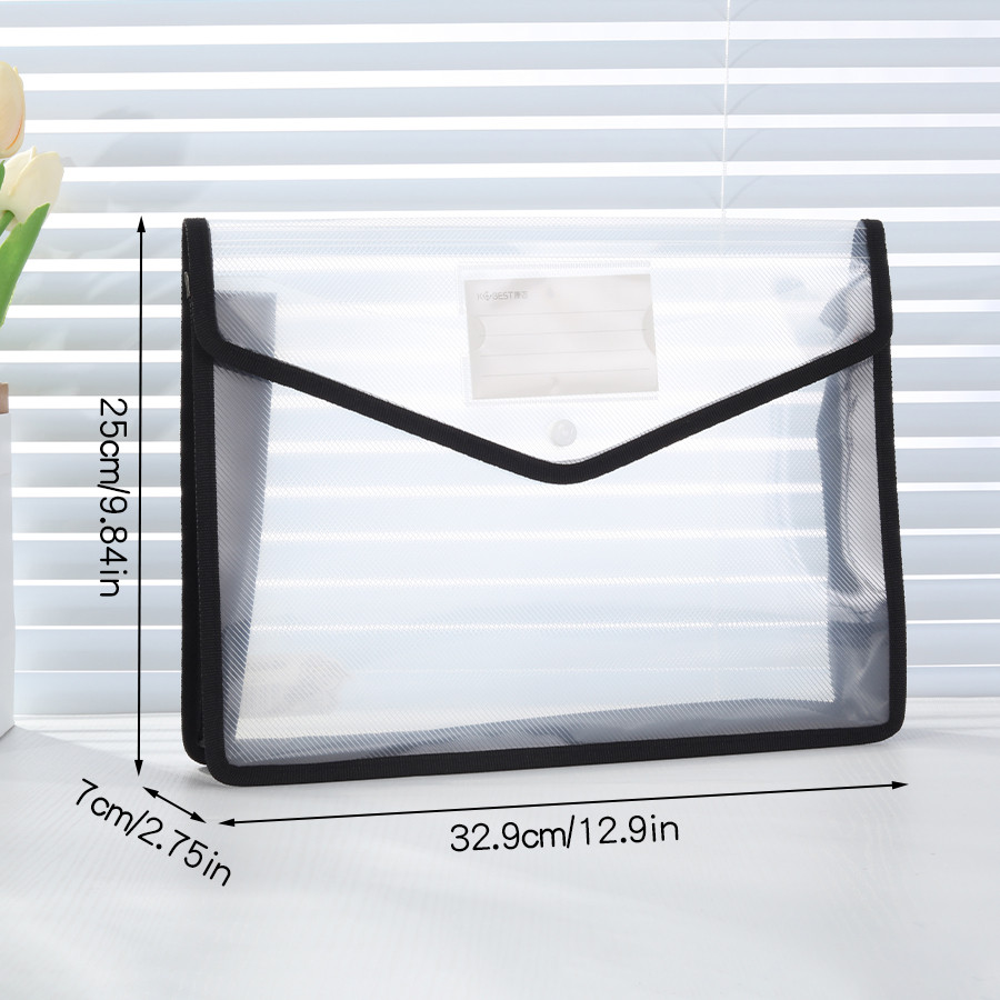 

1Pcs Thickened Transparent A4 File Bag Button Large Capacity Student Exam Paper Organizer Waterproof Document Pou for Tutoring