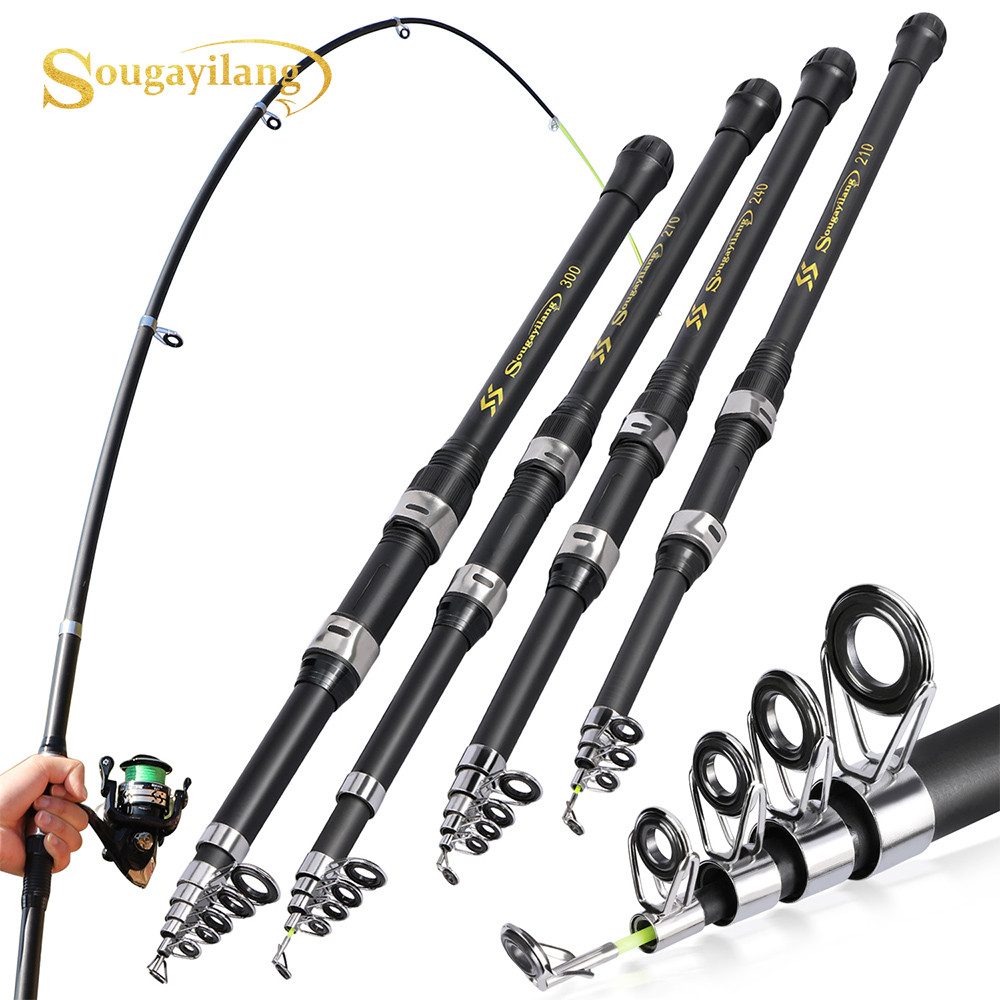 Sougayilang Carbon Fishing Rod 2.1-3.0m Telescopic Fishing Rod Baitcasting Rod Portable Leisure  Fis