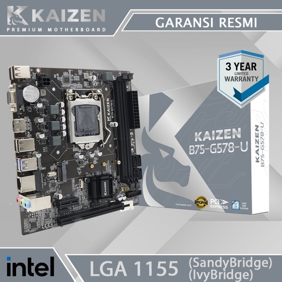 Motherboard KAIZEN B75 M.2 NVME LGA 1155 DDR3 B75  RESMI 3 THNCO
