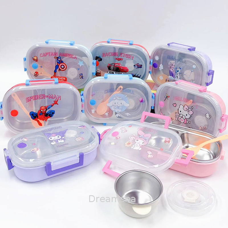 Stainless Steel Lunch Box Soup Bowl Set Small Capacity Lunch Box Cartoon Sanrio Lunch Box