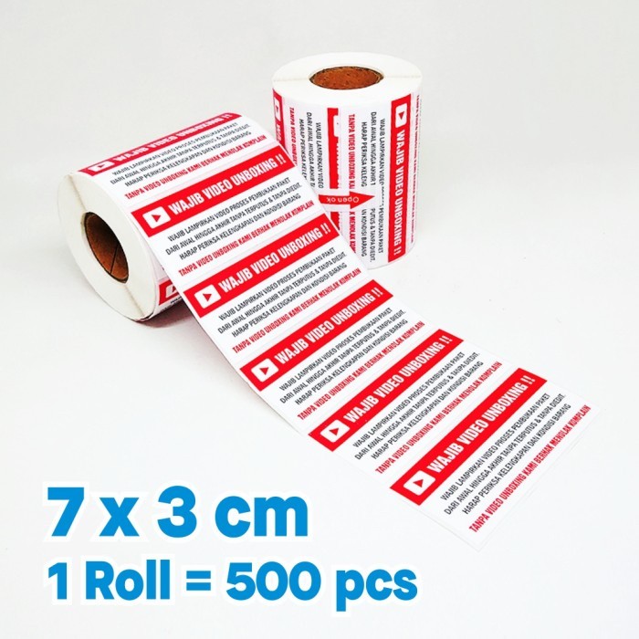 

Stiker Label Wajib Video Unboxing 7 x 3 cm (1 Roll Isi ±500 Pcs)