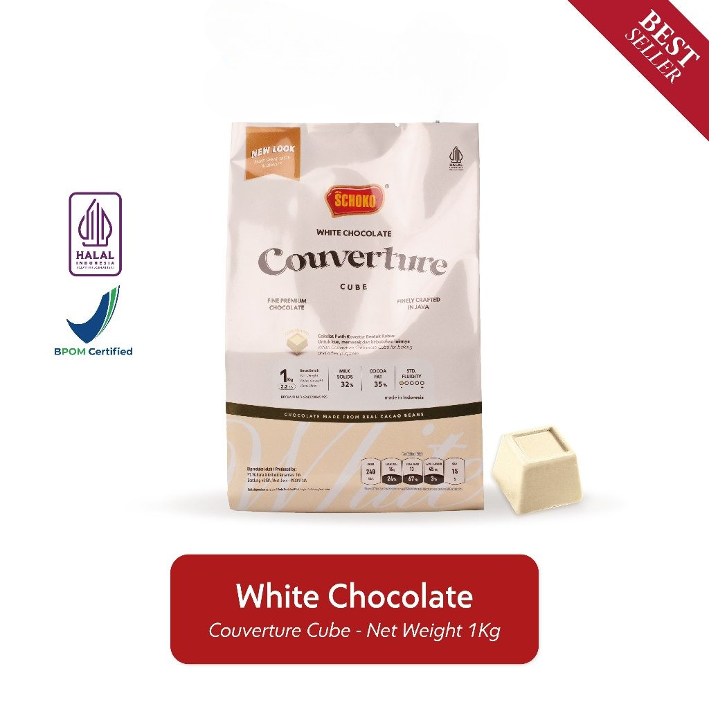 

SCHOKO White Chocolate Couverture Cube / Cokelat Kovertur Dadu - 1kg