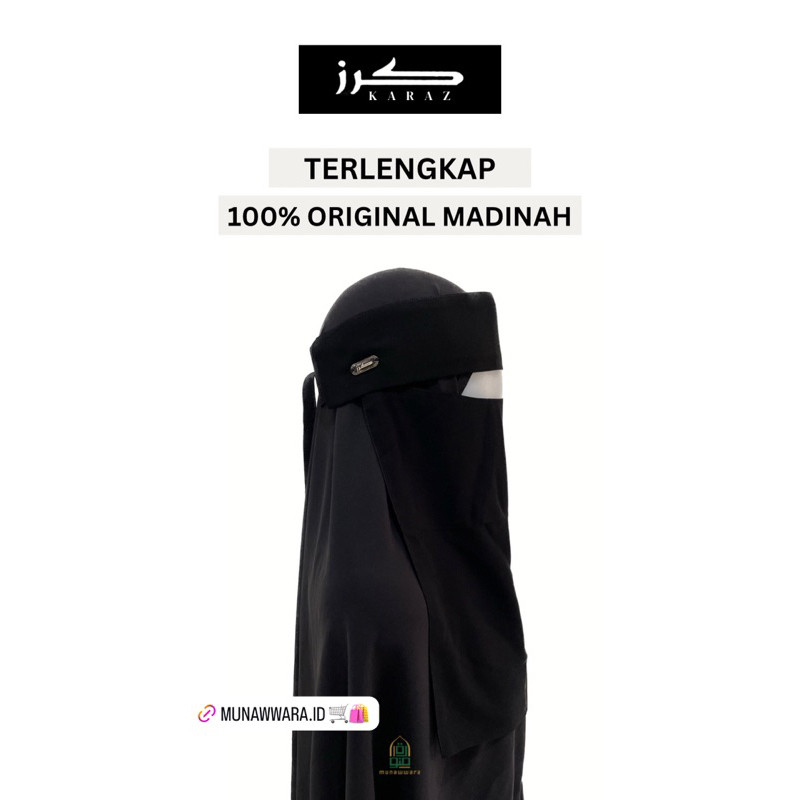 [Munawwara.id] Niqab Karaz Original Madinah Saudi Arabia | Niqob Cadar Poni Bandana Hidden Eyes Pad 