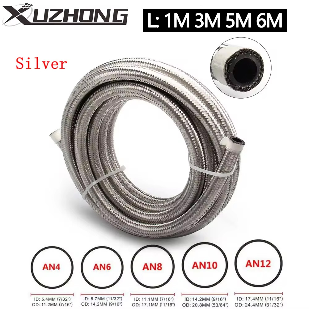 1M 3M 5M 6M AN4 AN6 AN8 AN10 AN12 16FT Oil Fuel Hose Oil Gas Cooler Hose Line New Pipe Tube Nylon Br