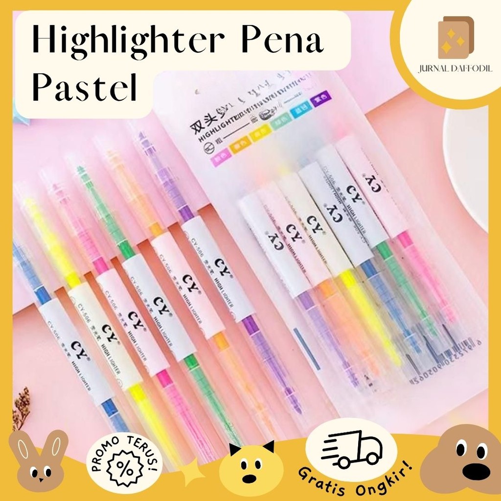 

Jurnal Daffodil - Highlighter Pena Pastel 1 Set 6 PCS Fancy Highlight 2 Sisi Warna Pastel Highlighter Set 6 Pcs Highlighter Lucu Stabilo Lucu Kawaii Paket Stabilo