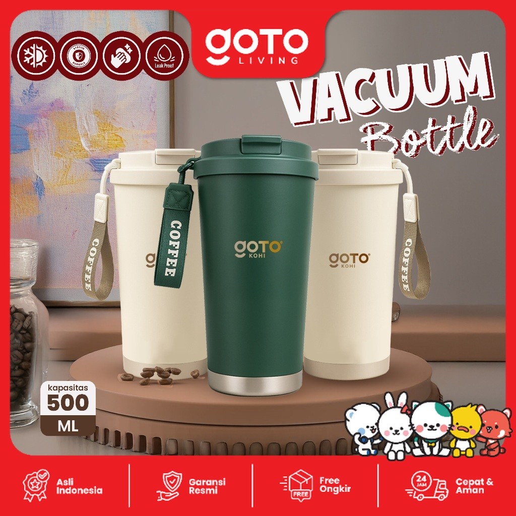 Goto Kohi Vacuum Bottle Tumbler Minum Tahan Panas Dingin Elegan 500ML