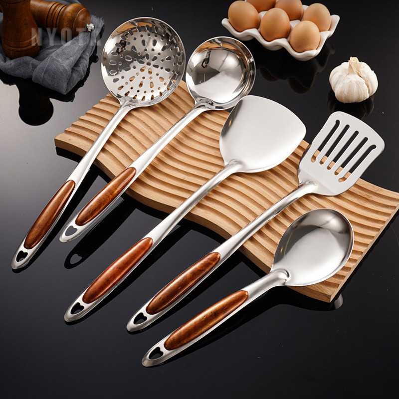 

【Nyota】Sekop Penggorengan Kayu Persik Imitasi Stainless Steel Sendok Masak Alat Dapur Rumah Tangga