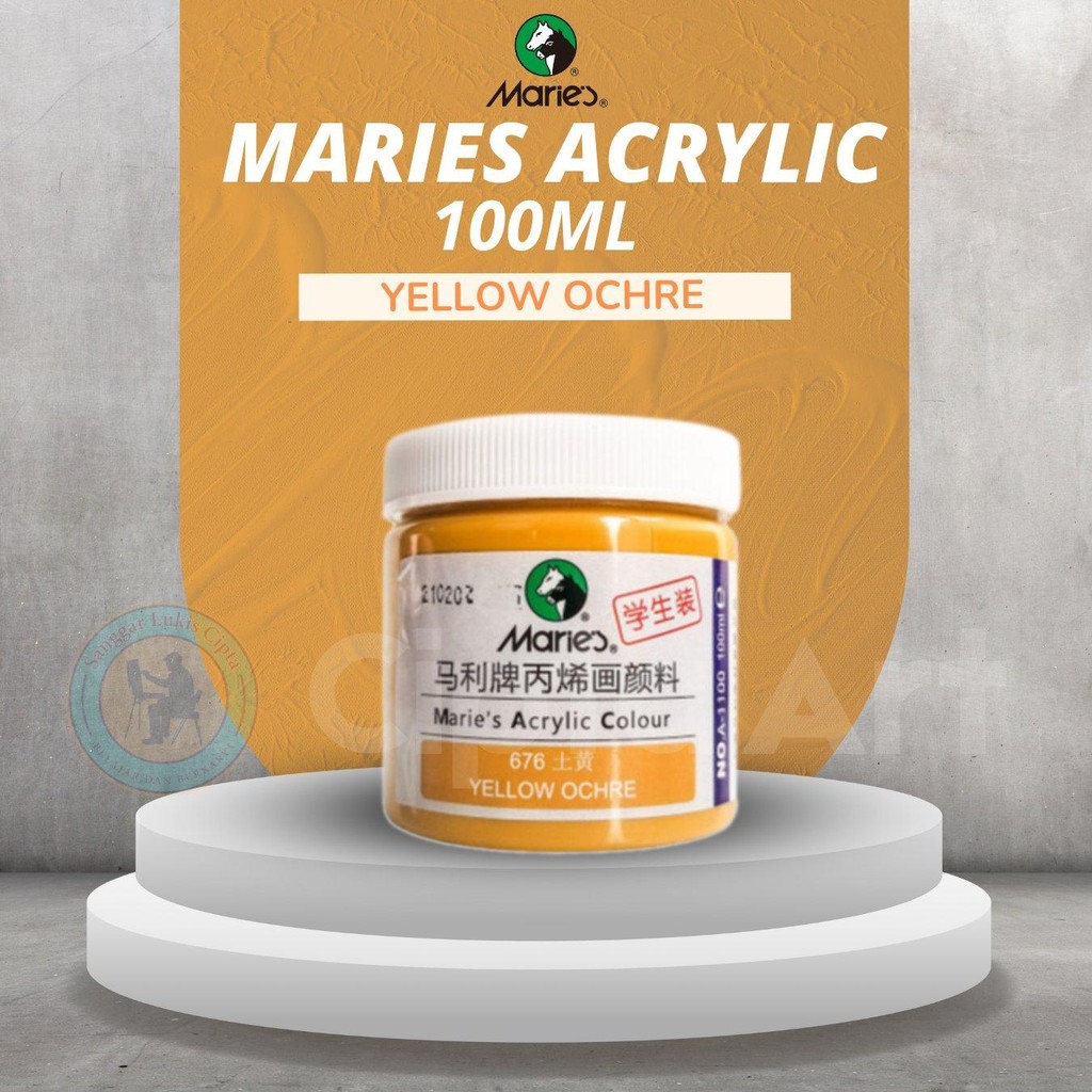 

Maries Cat Akrilik Maries 100ml (Yellow Ochre) Warna Tajam Tahan Lama untuk Lukisan Profesional - Painting