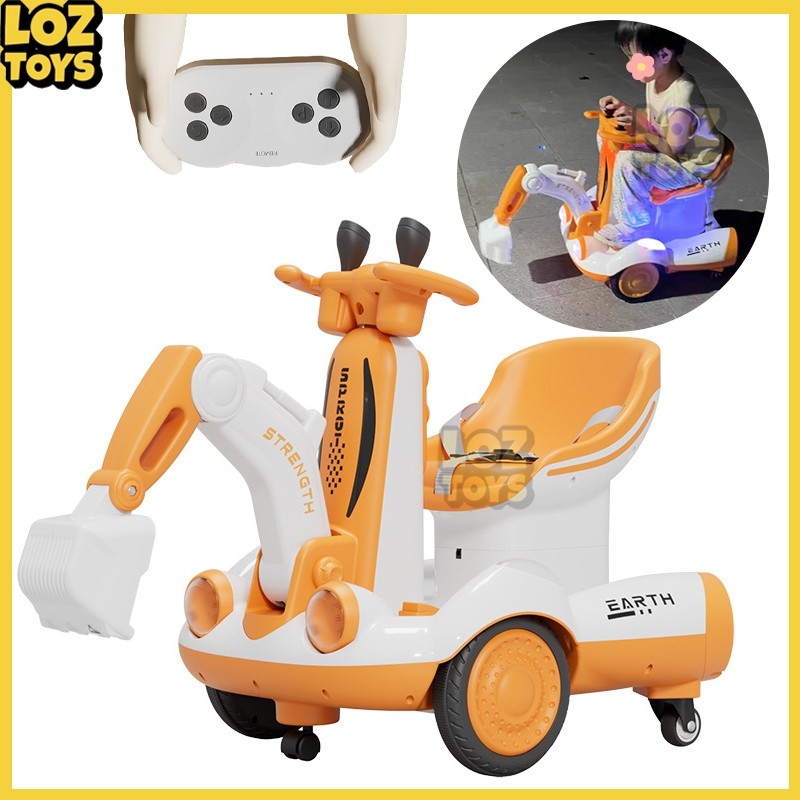 LOZTOYS Mobil Aki Anak Ride On Balance Car Excavator Mainan Scooter Mainan Mobil Aki Listrik Anak