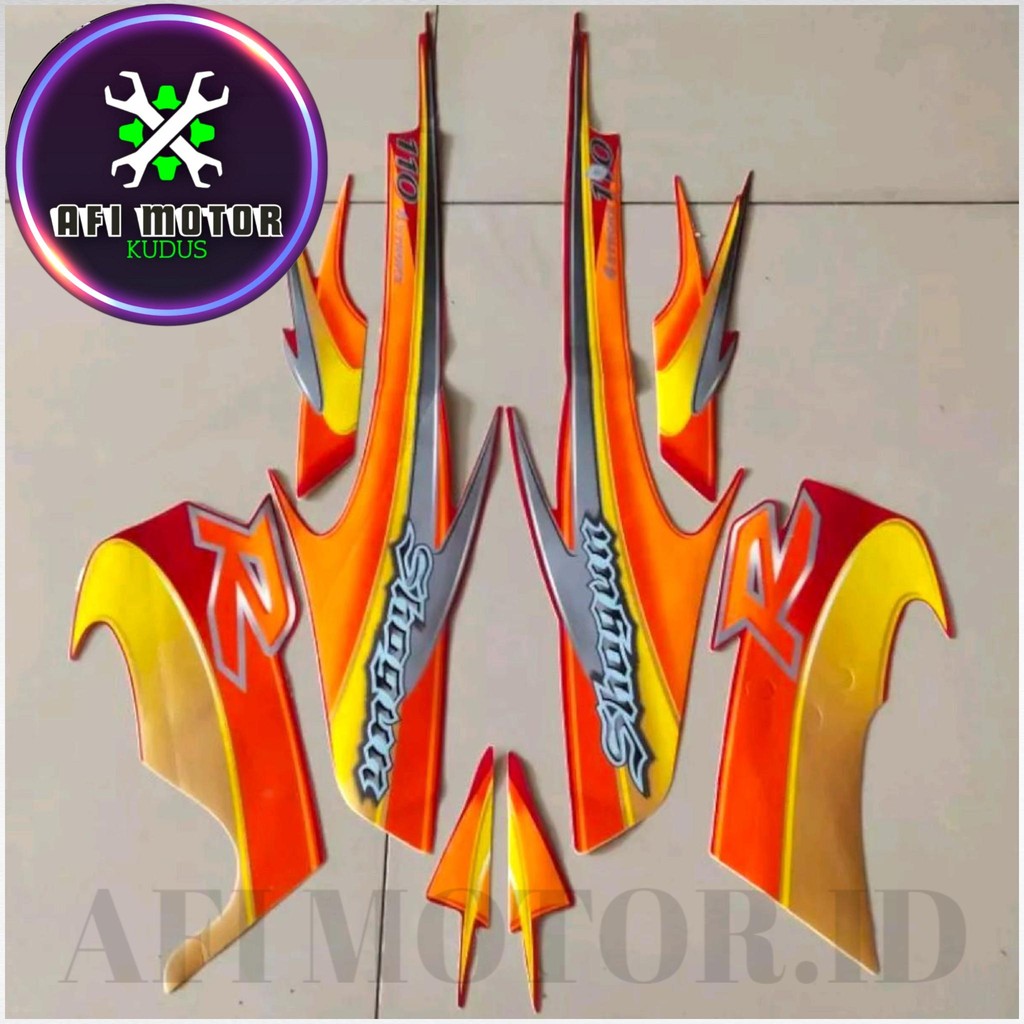Striping Stiker Polet Motor SUZUKI Shogun 110 R 1997 1998 1999 Kebo Merah Body Bodi Full Set Standar