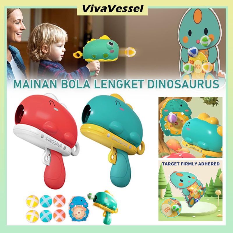 Pistol Bola Lengket Dinosaurus/Pistol Bola Dengan Papan Target / Dinosaurus Target Ketapel Bol