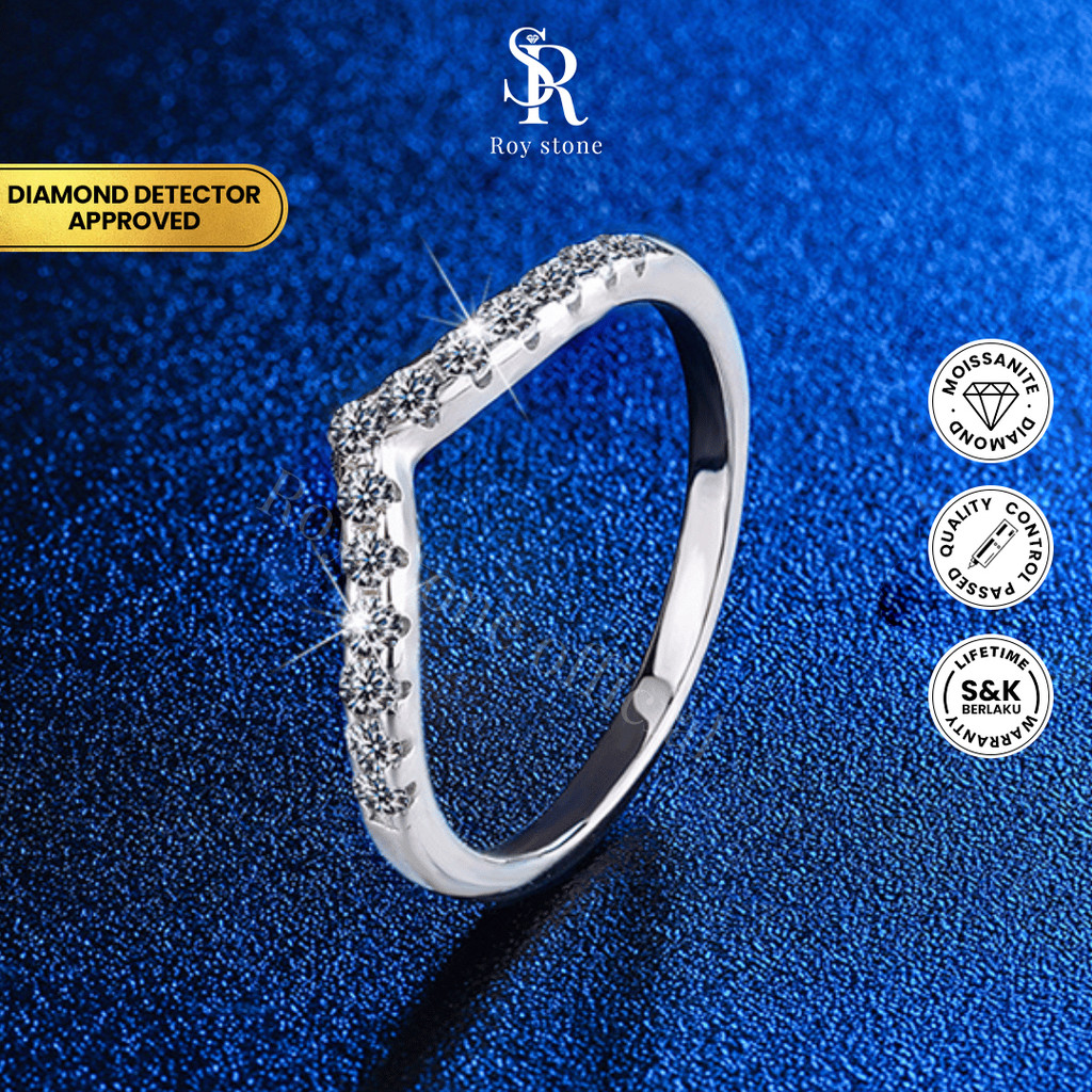 (PAYDAY SALE) RoyStone id - Cincin Wanita Moissanite Original Silver 925 Lapis Emas - Aurora Ring