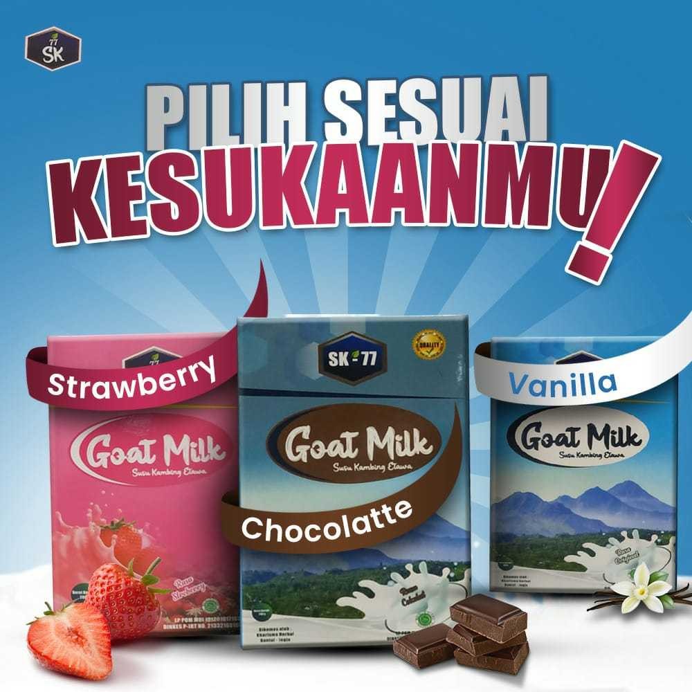 

SUSU KAMBING ETAWA BUBUK GOATMILK KEMASAN 200GR 3 FAVORIT RASA,ORIGINAL, COKELAT DAN STROBERI