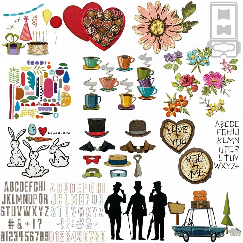 

Fragrant Flowers Love Heart Metal Cutting Dies Alphabets Number Abstract Element Die Cut DIY Craft Scrapbooking Cardmaking 2025
