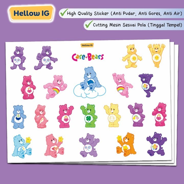 STICKER PACK | STIKER CARE BEAR BERUANG LUCU WATERPROOF ANTI AIR LUCU BOTOL LAPTOP HELM HP KOPER