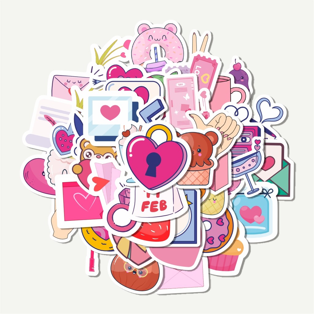 

Sticker Pack Stiiker Kartun Kawaii Warna Pink | Sticker TUMBLR | Stiker LAPTOP KOPER HELM