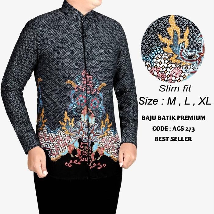 KEMEJA BATIK PRIA SLIM FIT / BAJU BATIK PRIA SLIM FIT ACS273