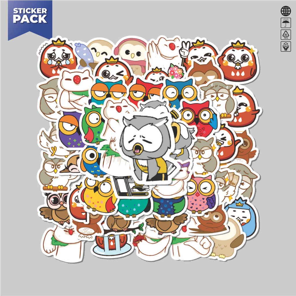 

[100PCS]Stiker Pack Stiker Hewan Burung Hantu Aesthetic Vinyl Anti Air Dekorasi Sticker Laptop Buku Journal Koper Helm Casing HP Gitar Helm Skateboard