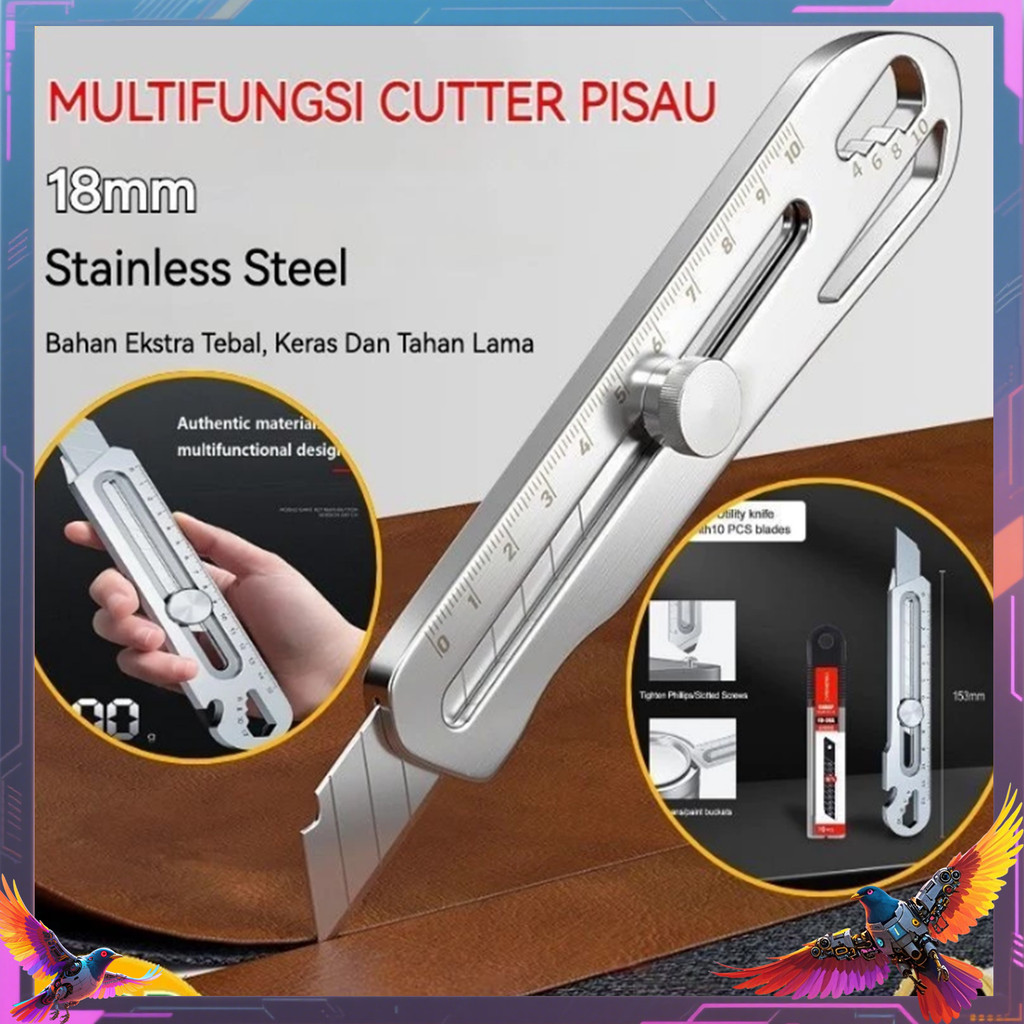 

Cutter Stainless Steel 6in1 Pisau Cutter 18mm Pisau Cutter Multifungsi Cutter Pisau Baja Besar Pisau Set Cutter Pisau Pemotong Kertas