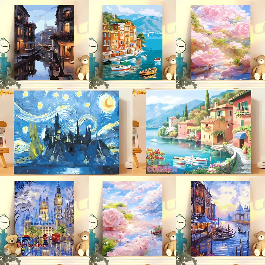 

Paint by Numbers 40x50 DIY Painting Kit Canvas Melukis Kanvas Set Paket Alat Aesthetic Estetik