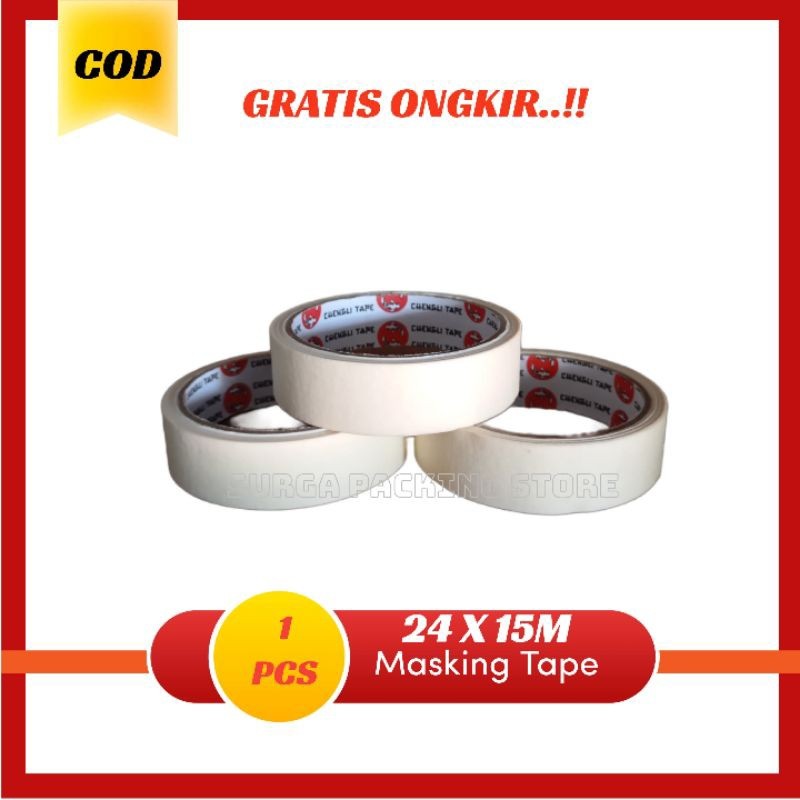 

Lakban Kertas | Masking tape 24mm x 20 Meter | Isolasi kertas murah