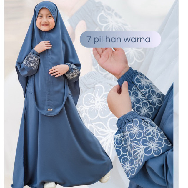 Umma.Daily | RAYHANA Abaya Set | Gamis Bordir Set Bergo Free Cadar | Gamis Anak Perempuan usia 3-12 