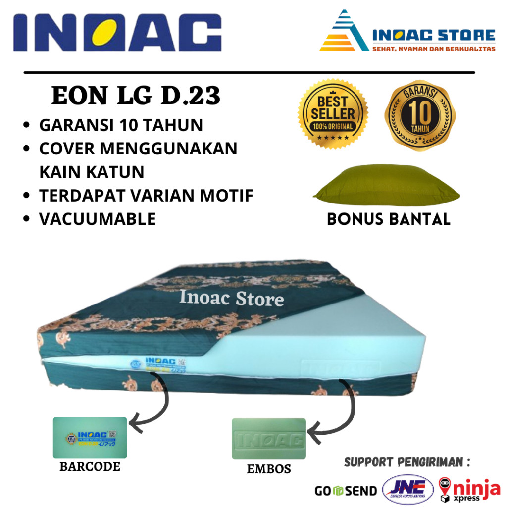 Kasur INOAC EON LG D23 Ukuran No1, 2, 3, 4, Single Best Seller Garansi 15 Tahun Asli By Inoac Store