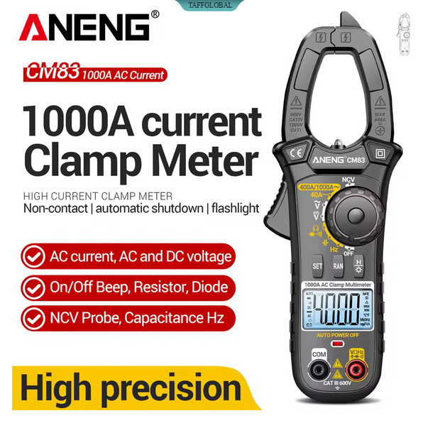 ANENG Clamp Meter Digital Multimeter Multitester LCD Flashlight 1000A - CM83