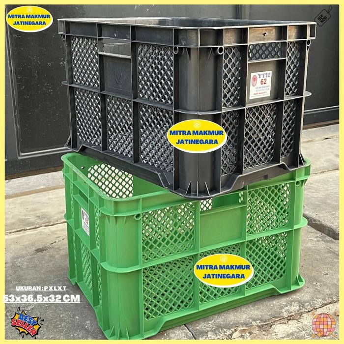 

KERANJANG INDUSTRI PLASTIK YTH 62 SUPER TEBAL KRAT PLASTIK CONTAINER BOX SERBAGUNA 53 x 36.5 x 32 cm - HITAM. [SALE]
