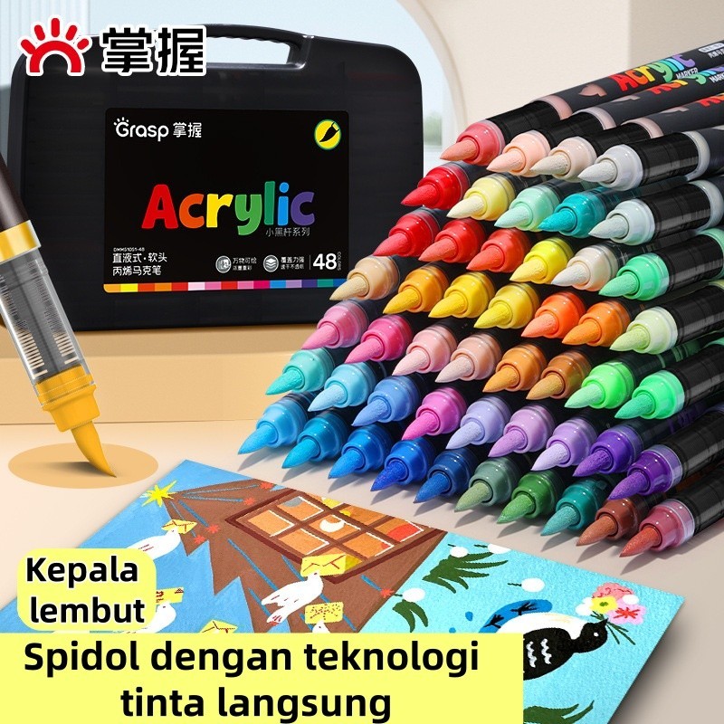 

Ay00! Grasp Spidol Akrilik 60 Warna - Marker Anak Aman Warna Tidak Pudar & Bisa Ditumpuk