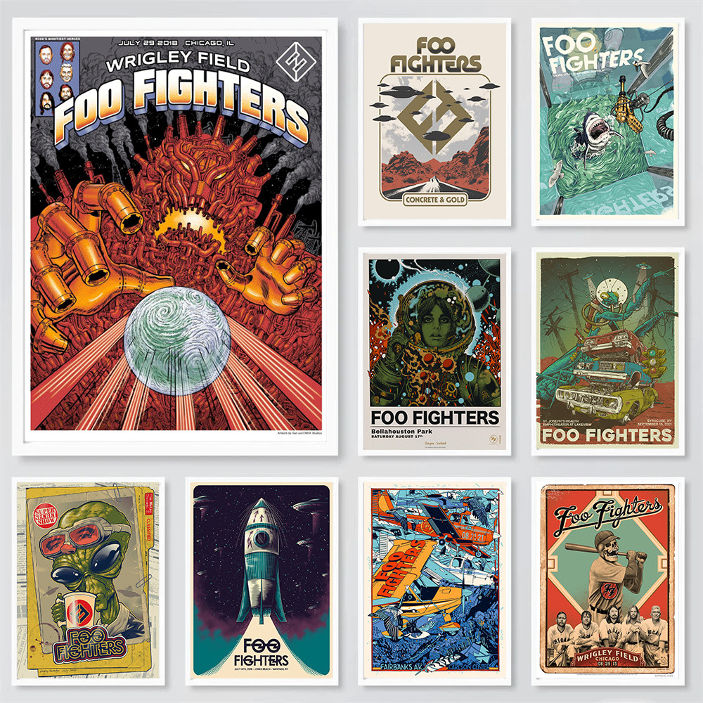 

Foo Fighters Band Poster Music Decoration Aesthetic Wall Art Picture Personalized Gift Modern Bar Home Room Decor Canvas Prints