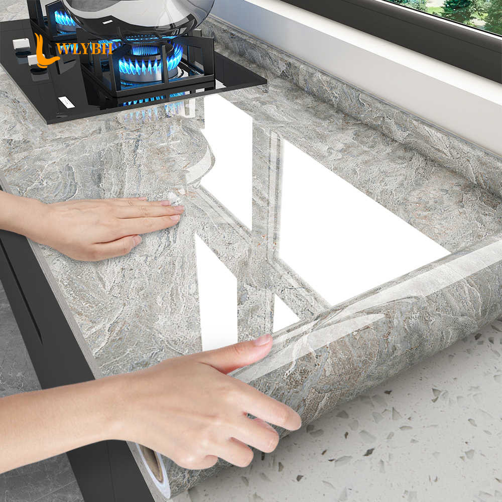 

10M Marble Kitchen Oil-Proof Film Waterproof Self-adhesive Wall Tile Sticker Moisture-Proof Countertop Cabinet Cover Wallpaper