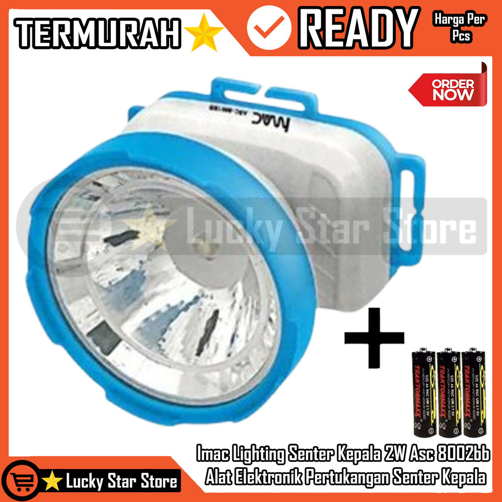 Imac Lighting Senter Kepala 2W Asc-8002bb Alat Elektronik Kategori Pertukangan Senter Kepala Penggun