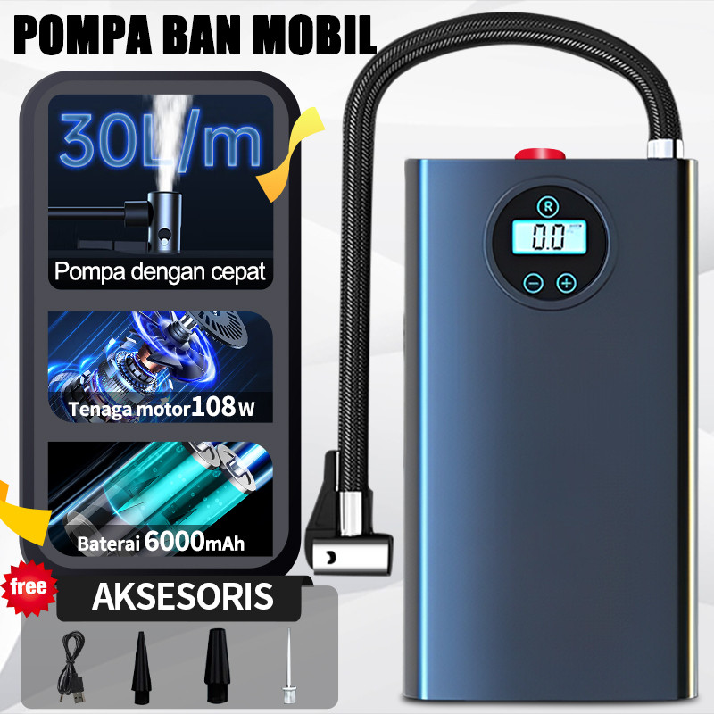 Mini Car Air Infatable Pump Portable 108W/Pompa Angin Ban Mobil Elektrik/Pemeriksaan Tekanan Udara L