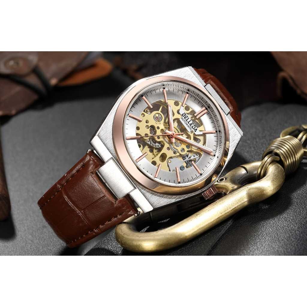 BELLEDA 9542 KULIT MESIN Otomatis Original Luxury Stainless Steel Anti Air