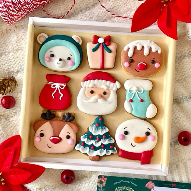 

Christmas Character Box (Xmas / Kukis Natal Collection) - (isi 9 pcs) Sugar Cookies / Decorated Cookies / Kukis Hias