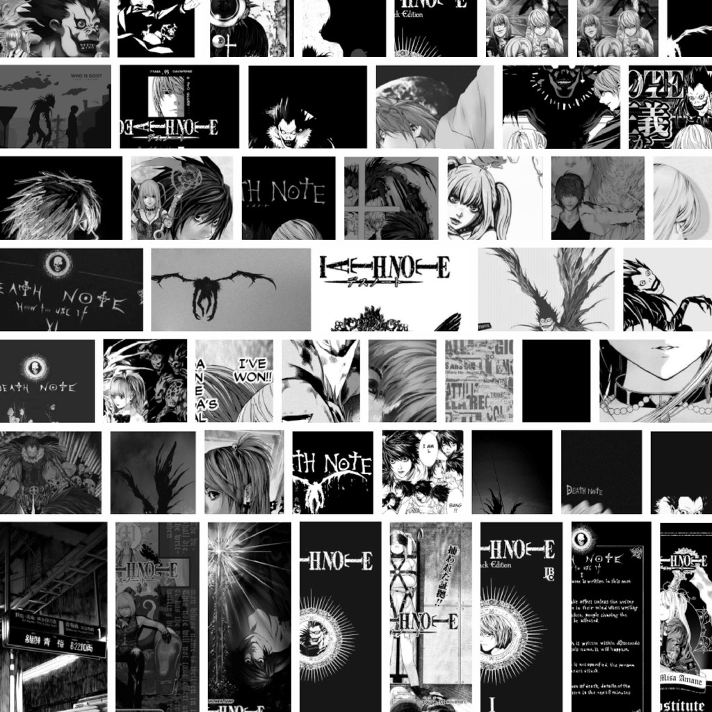 

Stiker Cutting Pack Stiker Anime Death Note B&W 2 Isi 100Pcs Series Aesthetic Lucu Keren Untuk Koper Bahan Vynil